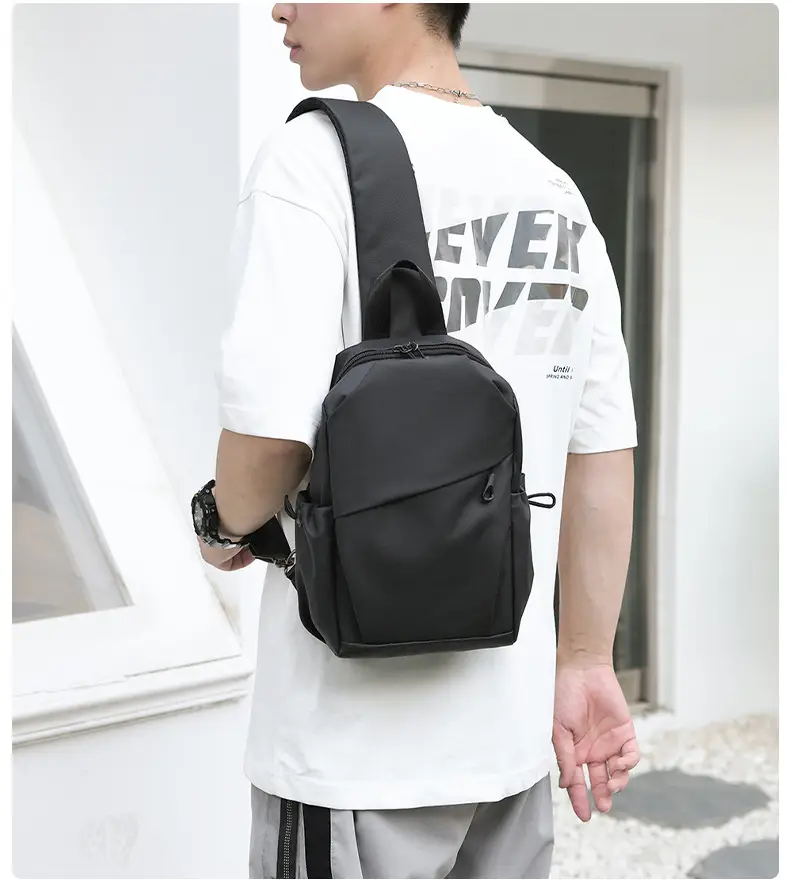 Men's Waterproof Crossbody Bag Black Travel Chest Bag — feature 13