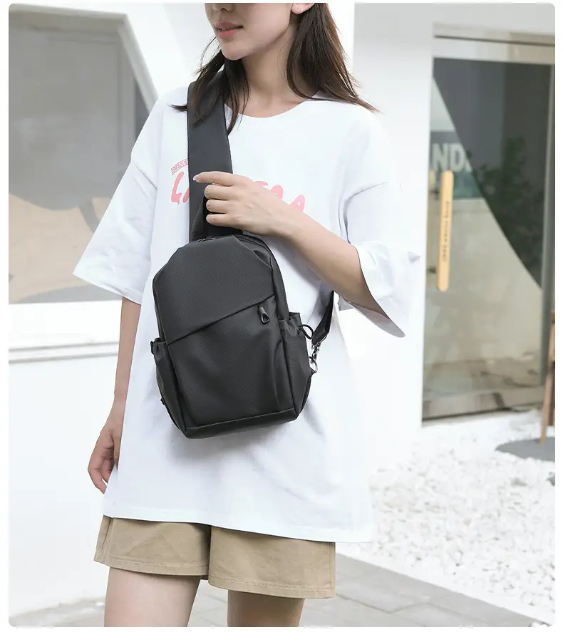 Men's Waterproof Crossbody Bag Black Travel Chest Bag — feature 17