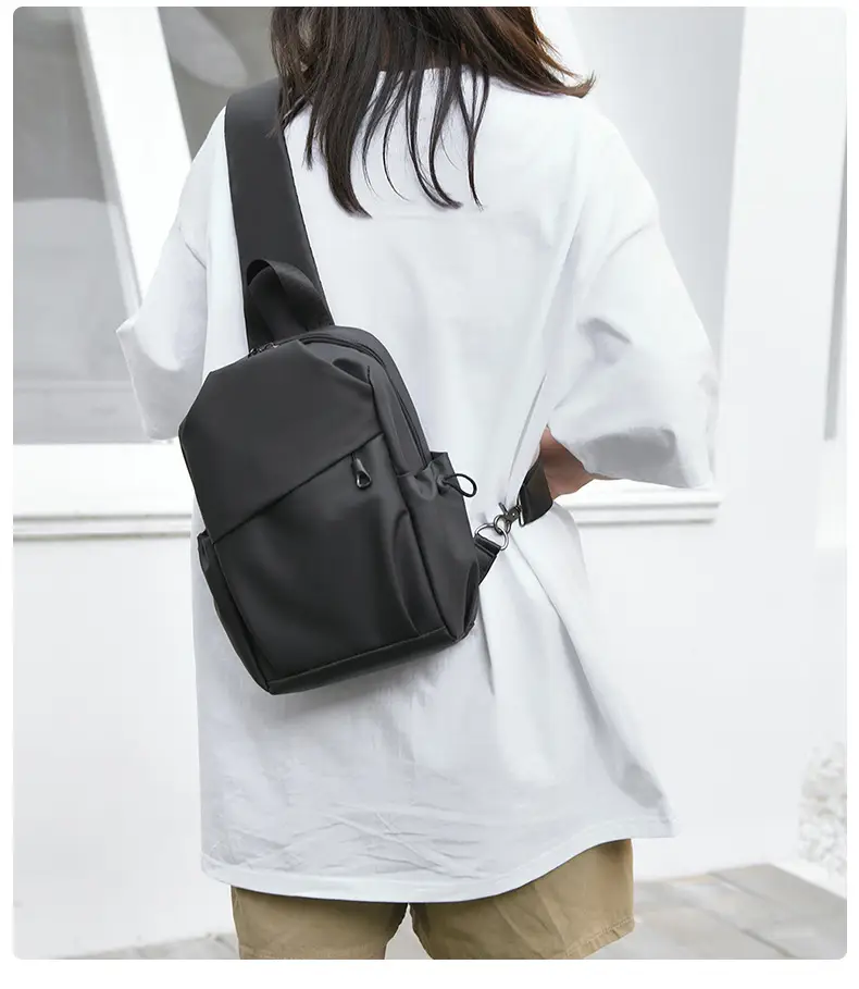 Men's Waterproof Crossbody Bag Black Travel Chest Bag — feature 18