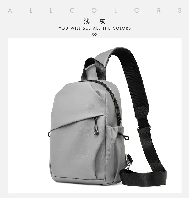 Men's Waterproof Crossbody Bag Black Travel Chest Bag — feature 26