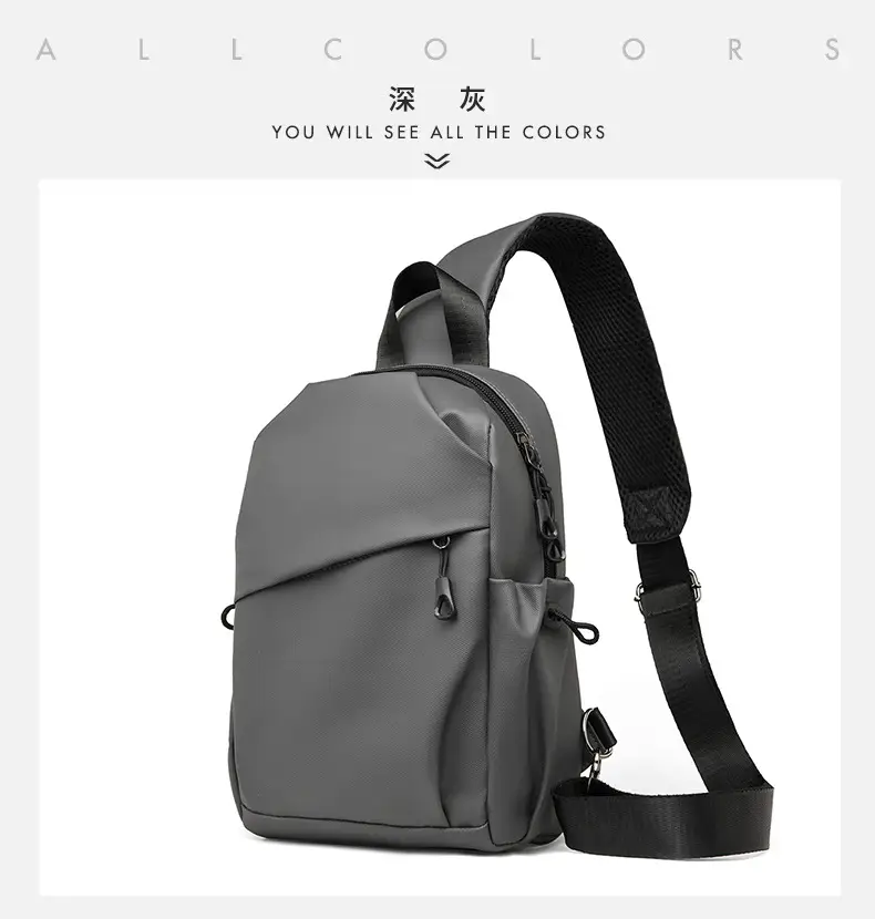Men's Waterproof Crossbody Bag Black Travel Chest Bag — feature 30