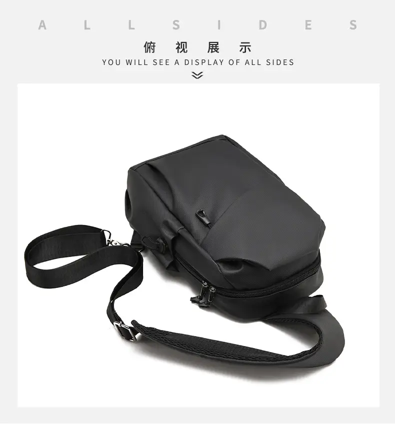 Men's Waterproof Crossbody Bag Black Travel Chest Bag — feature 32