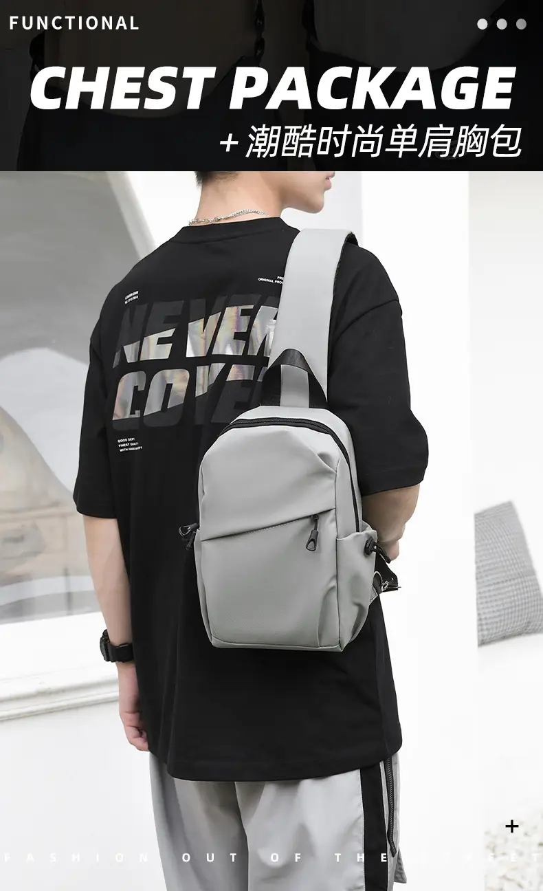 Men's Waterproof Crossbody Bag Black Travel Chest Bag — feature 4