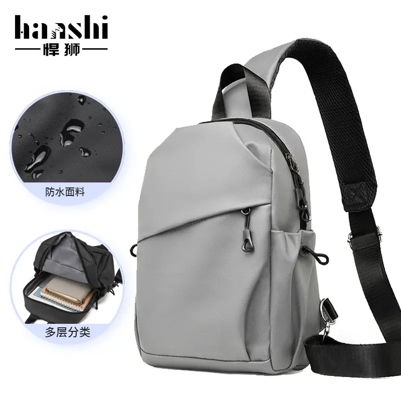Men's Waterproof Crossbody Bag Black Travel Chest Bag - Image 3