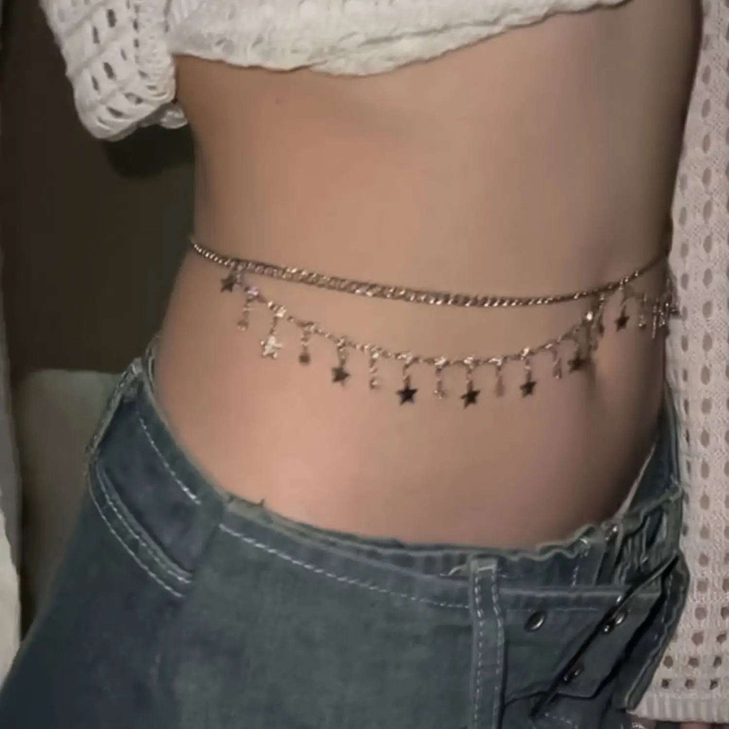 Halloween Rhinestone Waist Chain Belt with Stars Pendant — feature 12