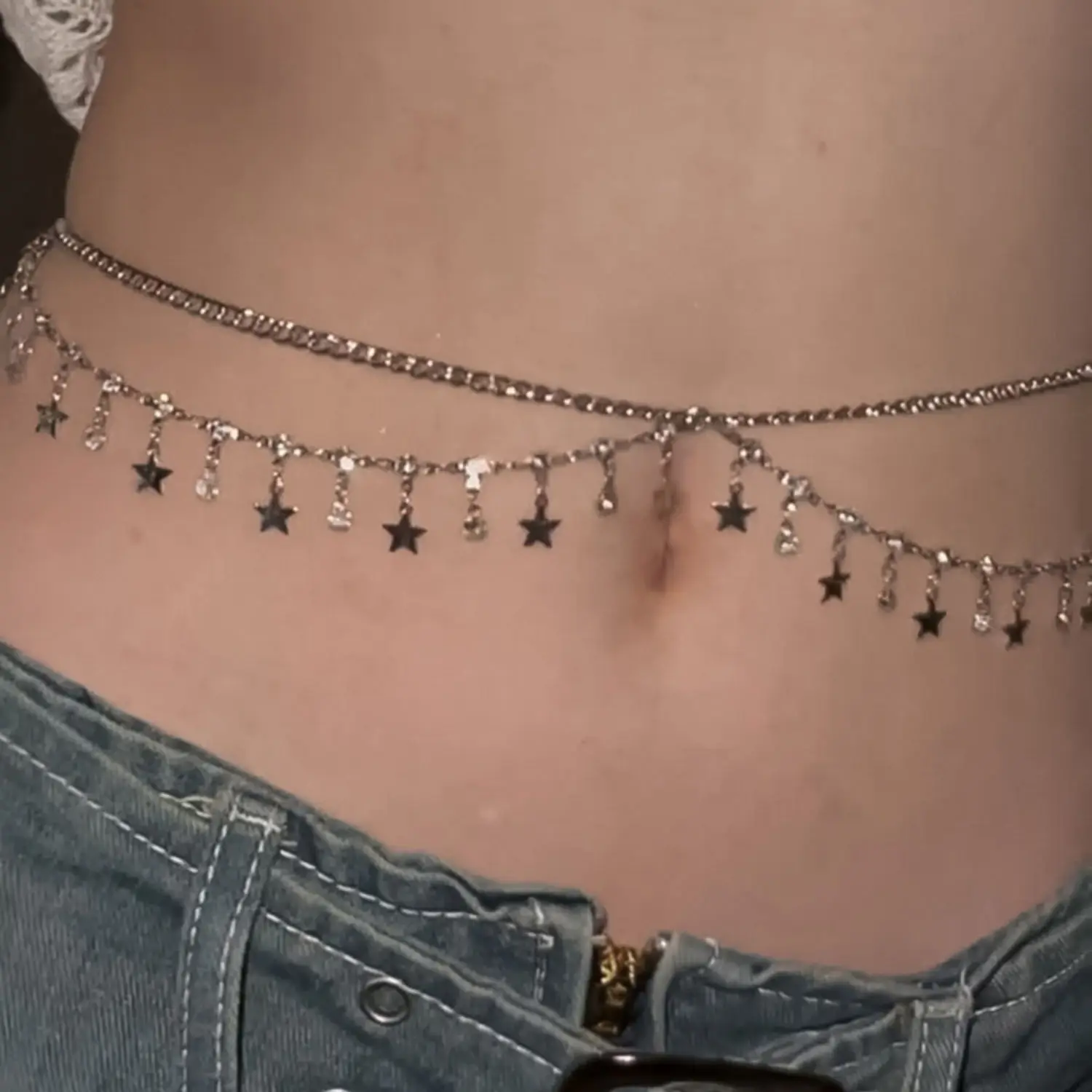Halloween Rhinestone Waist Chain Belt with Stars Pendant — feature 4