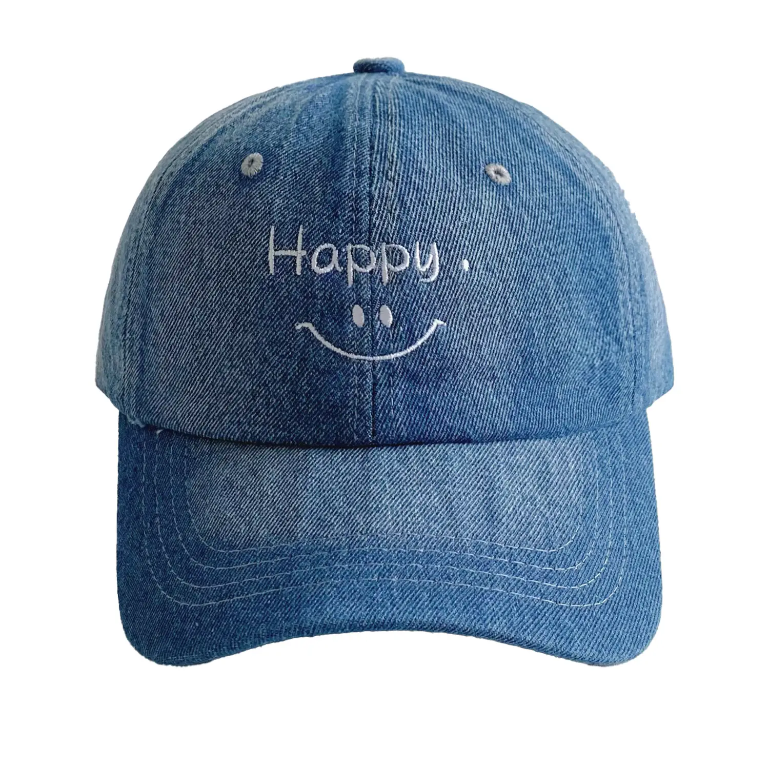 Men's Blue & Gray Letter Smiley Denim Cap - Image 8