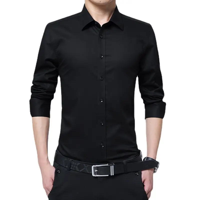 Men's Long-Sleeve Slim Fit Maroon Shirt - Image 17