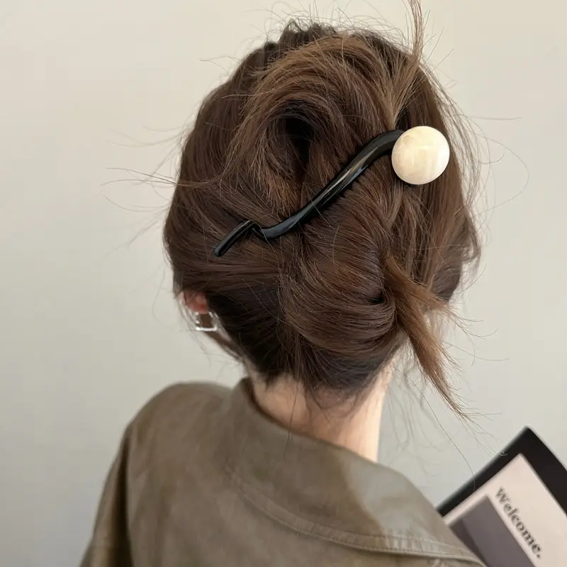 Simple Brown Pearl Hair Clip for Women - Image 10