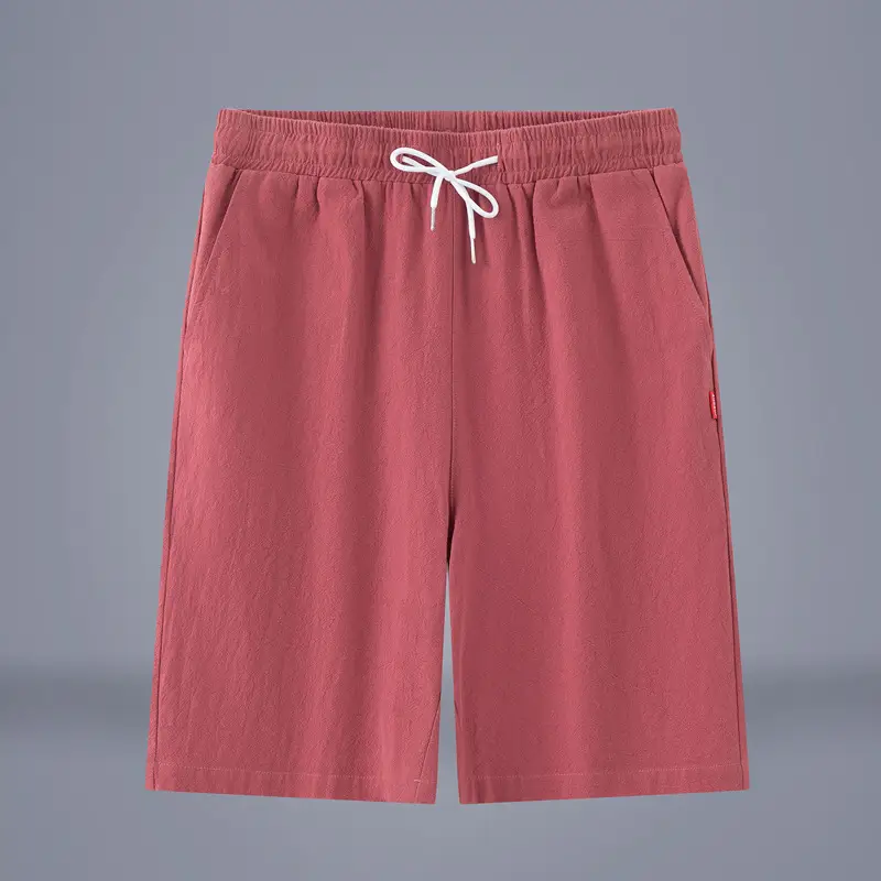 Men Pure Cotton Summer Shorts Rose White Drawstring - Image 3