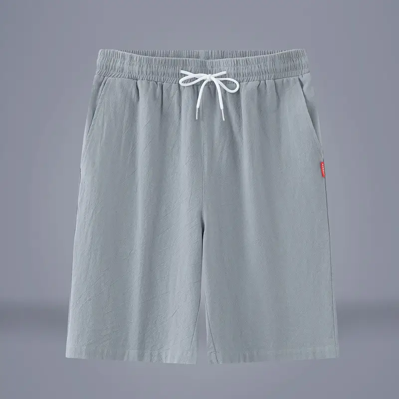 Men Pure Cotton Summer Shorts Rose White Drawstring - Image 4