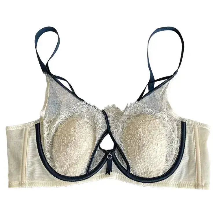 Black Lace Crystal Cup Push-Up Bra Big Chest - Image 9