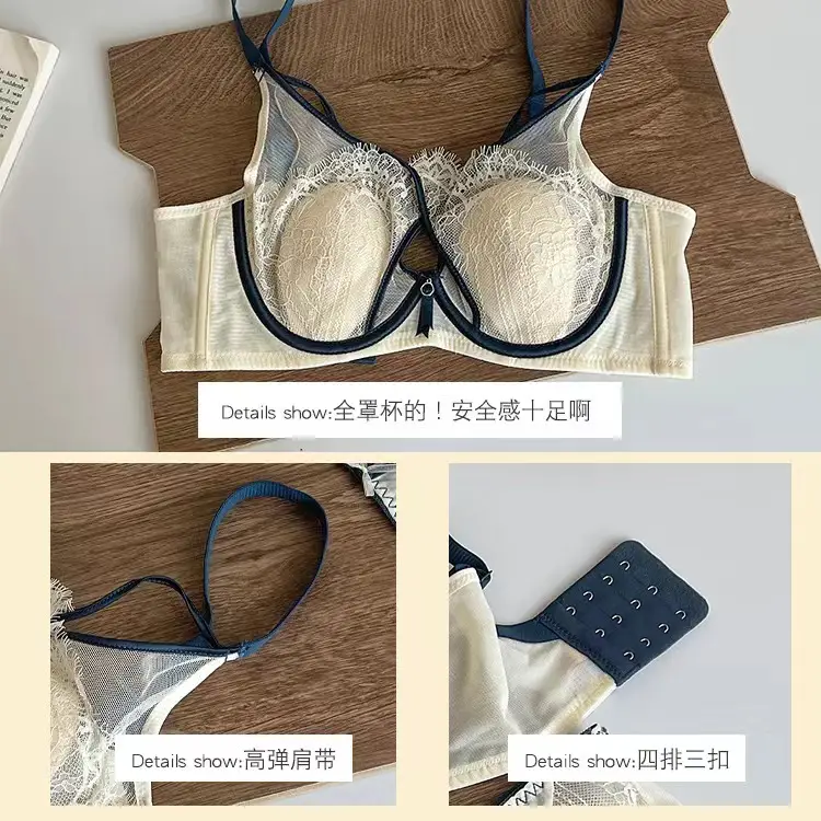 Black Lace Crystal Cup Push-Up Bra Big Chest — feature 10
