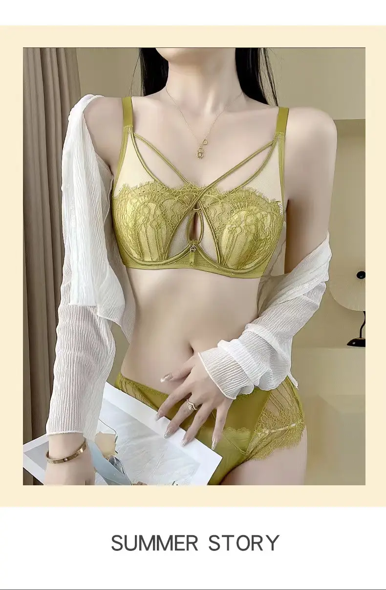 Black Lace Crystal Cup Push-Up Bra Big Chest — feature 15