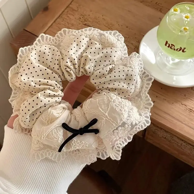 Beige Polka Dot Hair Loop for Girls