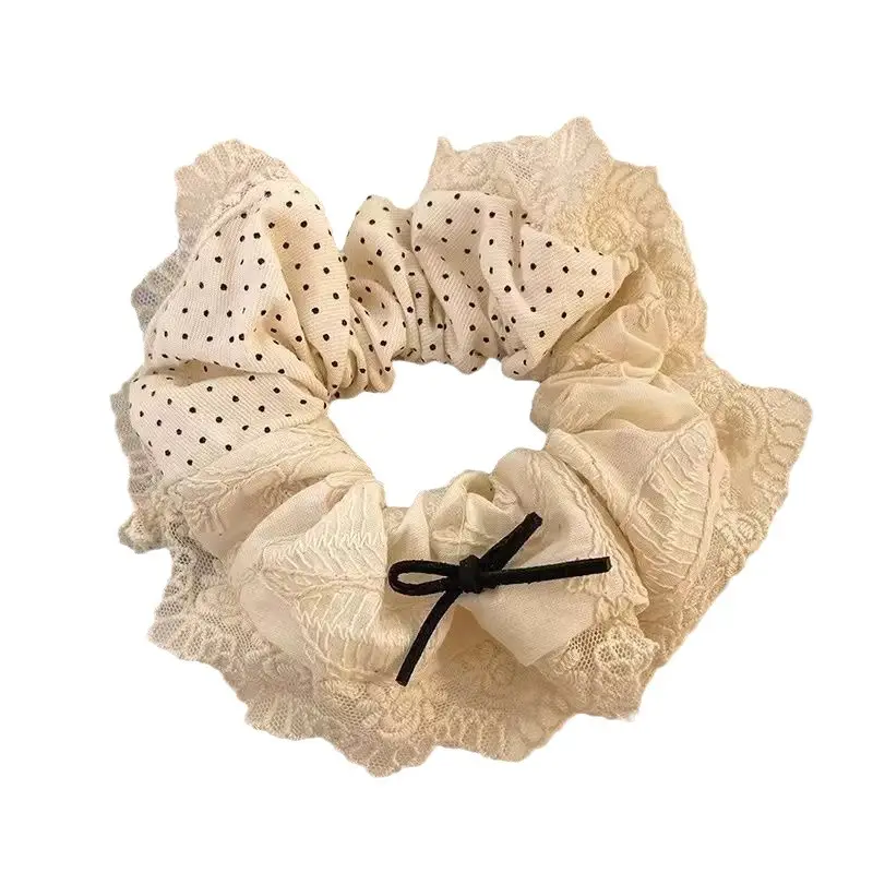 Beige Polka Dot Hair Loop for Girls