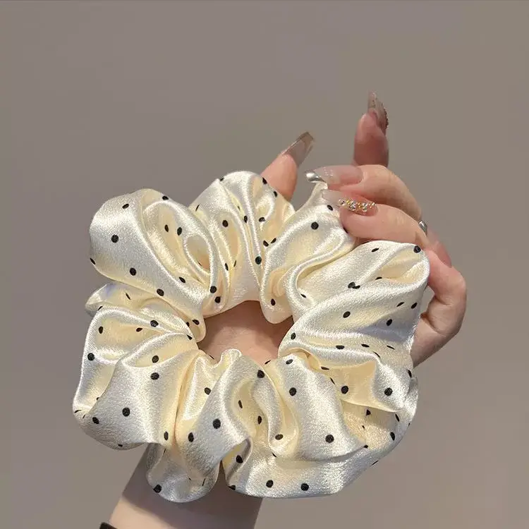Beige Polka Dot Hair Loop for Girls