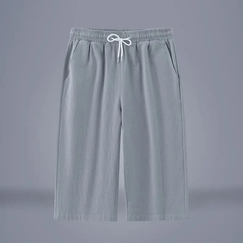Men Cotton Linen Capri Shorts Plus Size Summer - Image 2
