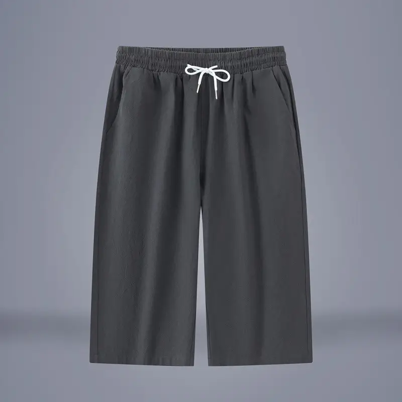 Men Cotton Linen Capri Shorts Plus Size Summer - Image 3