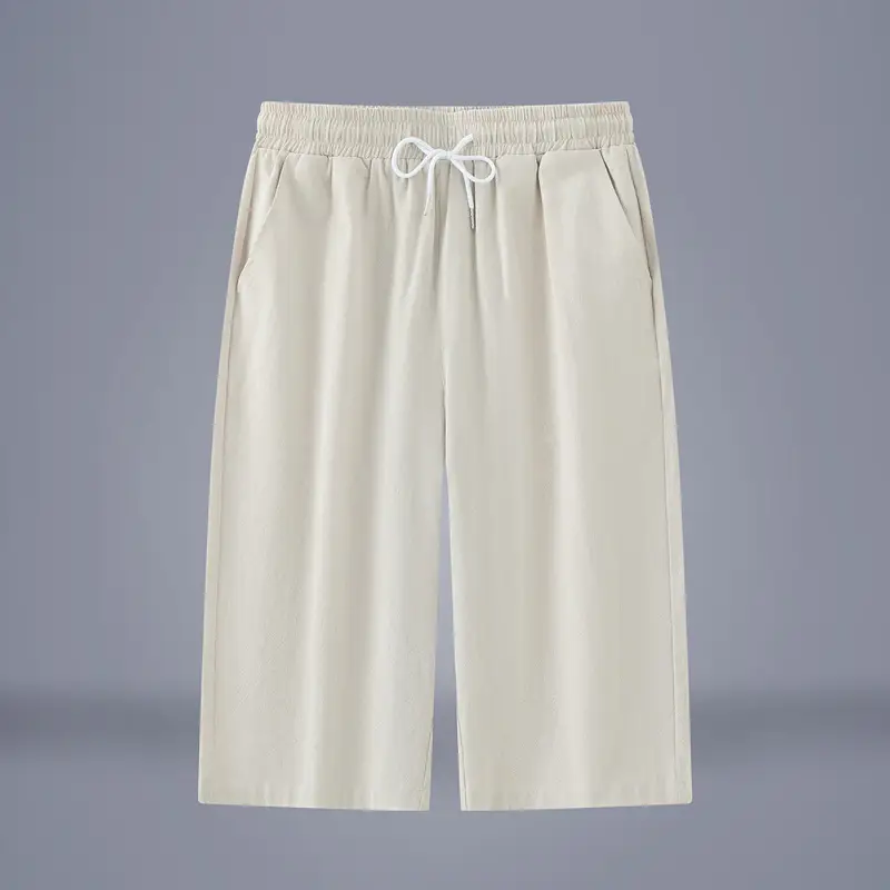 Men Cotton Linen Capri Shorts Plus Size Summer - Image 4