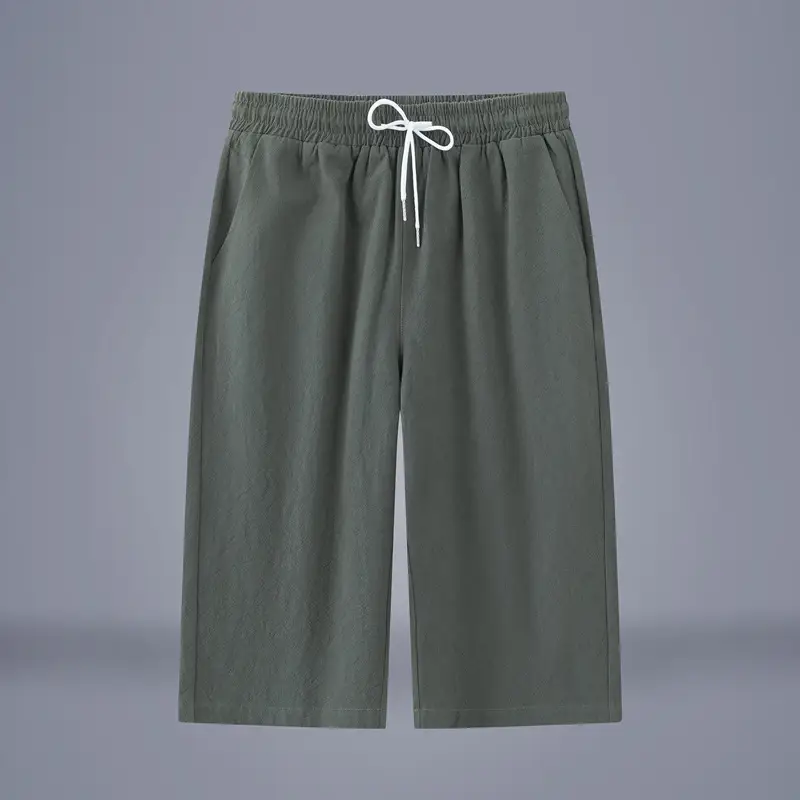 Men Cotton Linen Capri Shorts Plus Size Summer - Image 5