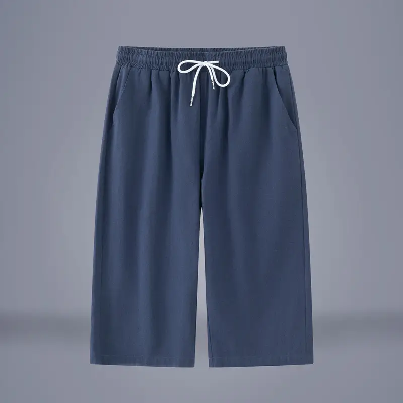 Men Cotton Linen Capri Shorts Plus Size Summer - Image 6
