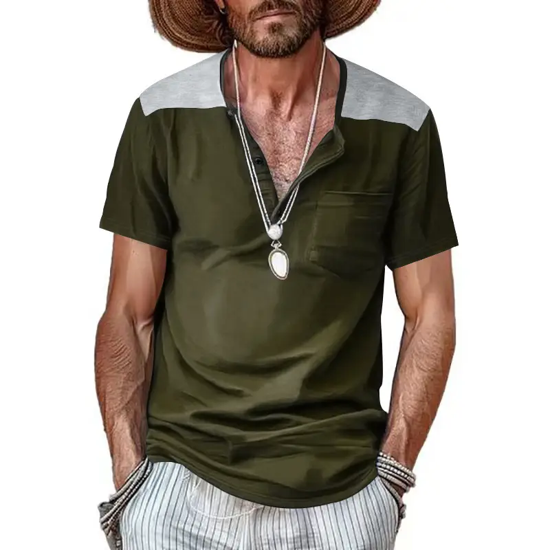 Men's 2025 Cotton Short Sleeve V-Neck T-Shirt White — feature 19