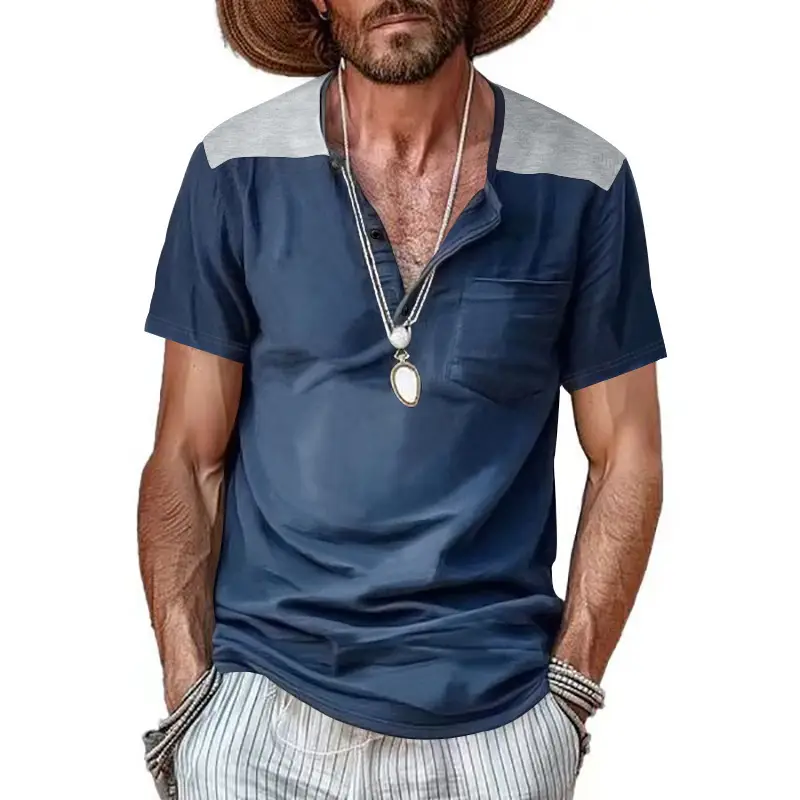 Men's 2025 Cotton Short Sleeve V-Neck T-Shirt White — feature 27