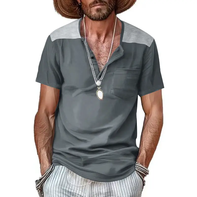 Men's 2025 Cotton Short Sleeve V-Neck T-Shirt White — feature 35