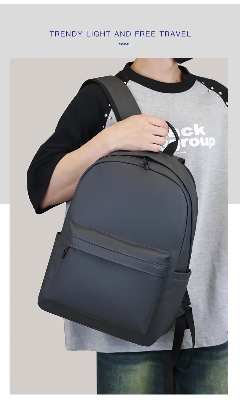Trendy Leather Film Backpack Men's Large Capacity Casual Backpack Business Travel Multifunctional Laptop Backpack — feature 10