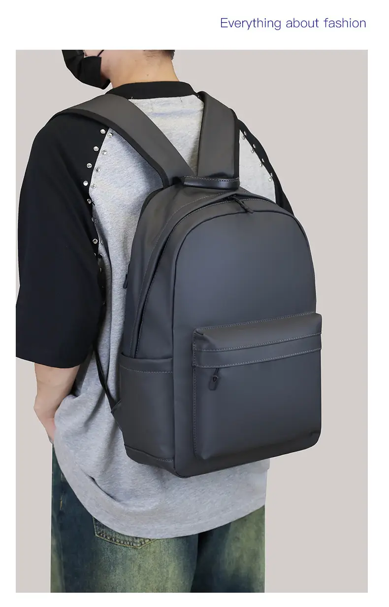 Trendy Leather Film Backpack Men's Large Capacity Casual Backpack Business Travel Multifunctional Laptop Backpack — feature 21