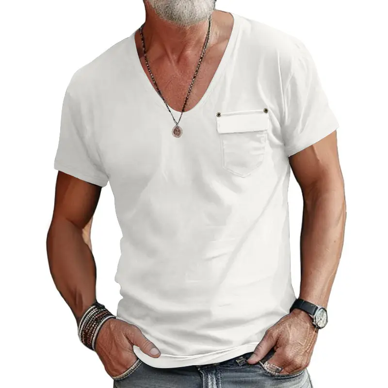 Men's Olive Green V-Neck Slim Fit T-Shirt - Image 10