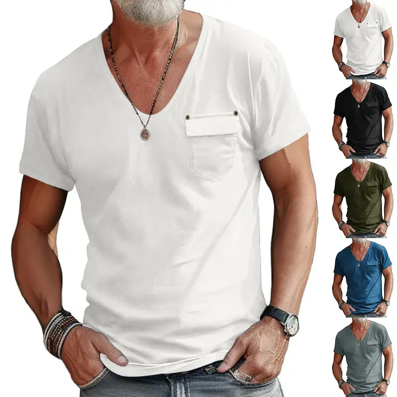 Men's Olive Green V-Neck Slim Fit T-Shirt — feature 2
