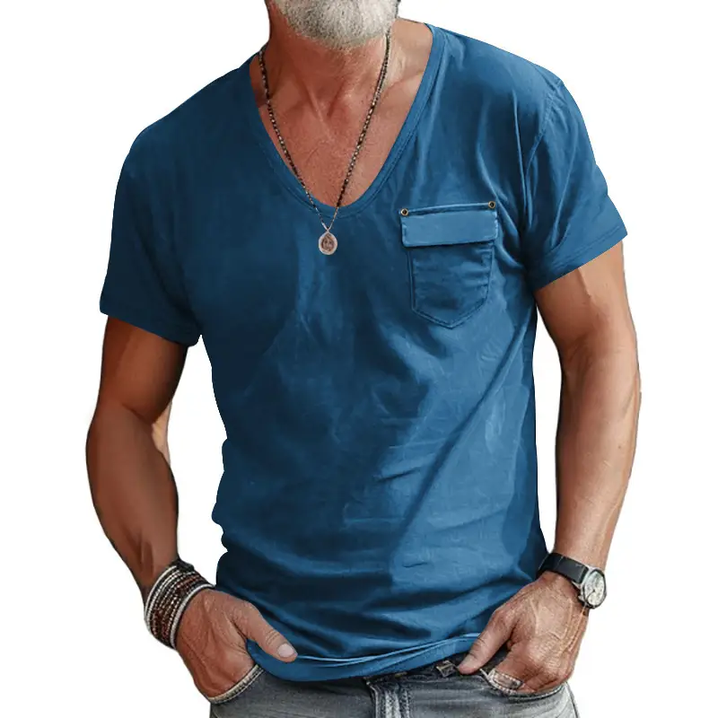 Men's Olive Green V-Neck Slim Fit T-Shirt — feature 31