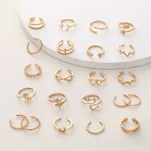 10-Piece Gold Plated Ring Set with Heart, Leaf, Star & Rhinestones — feature 4