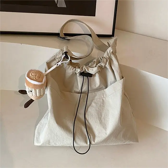 Women's Canvas Shoulder Bag Large Capacity Tan - Image 12