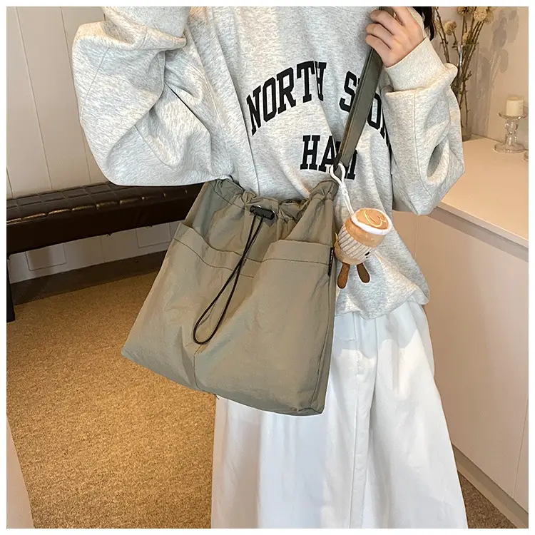 Women's Canvas Shoulder Bag Large Capacity Tan — feature 21