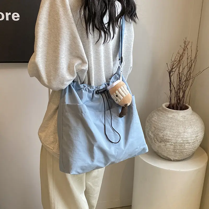 Women's Canvas Shoulder Bag Large Capacity Tan - Image 8