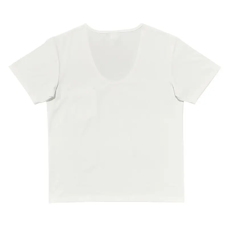 Men Slim Fit U-Neck T-Shirt Grey Solid Color — feature 11