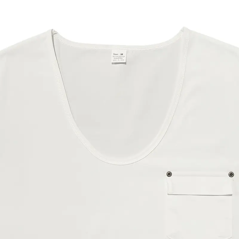Men Slim Fit U-Neck T-Shirt Grey Solid Color — feature 12