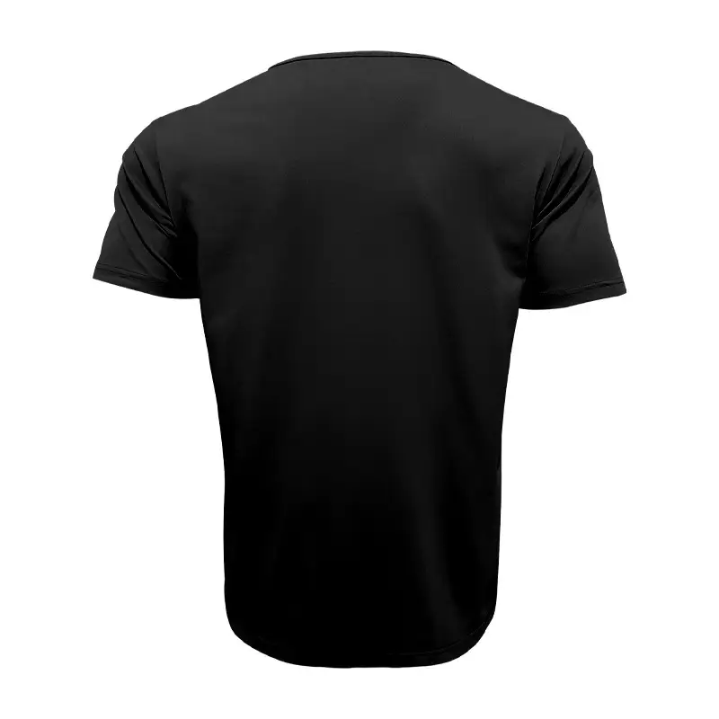 Men Slim Fit U-Neck T-Shirt Grey Solid Color — feature 17