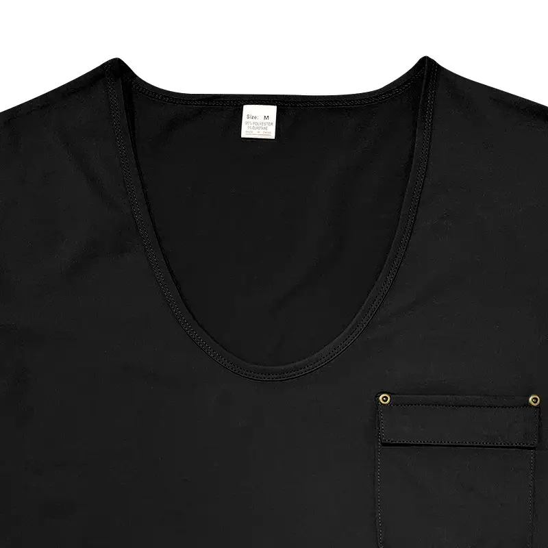 Men Slim Fit U-Neck T-Shirt Grey Solid Color — feature 20