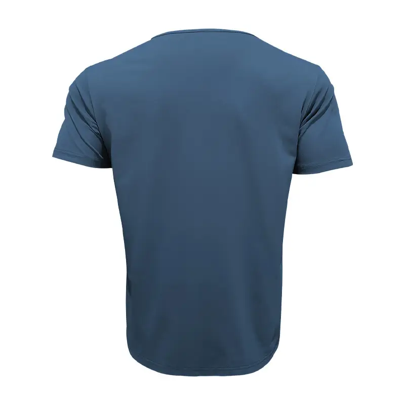 Men Slim Fit U-Neck T-Shirt Grey Solid Color — feature 33