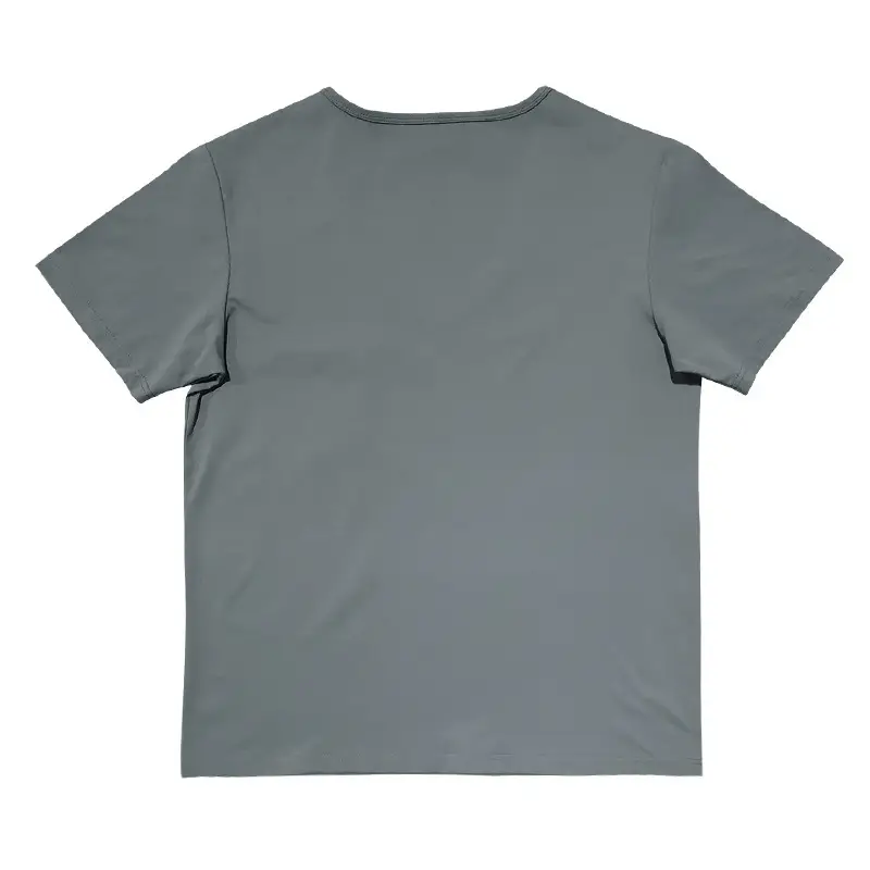 Men Slim Fit U-Neck T-Shirt Grey Solid Color — feature 43