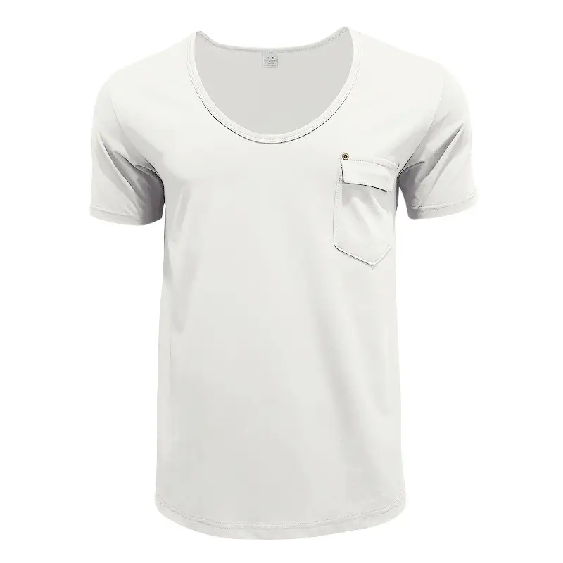 Men Slim Fit U-Neck T-Shirt Grey Solid Color — feature 8