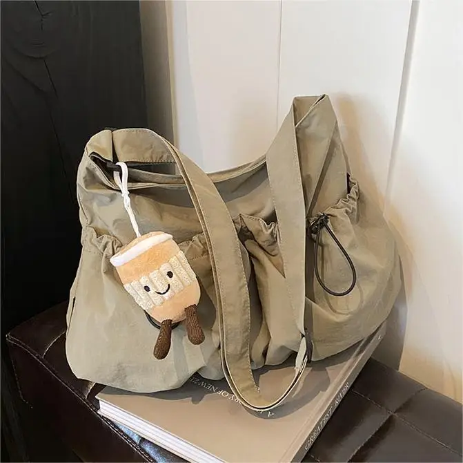 Women's Large Canvas Shoulder Bag Grey 2024 - Image 11
