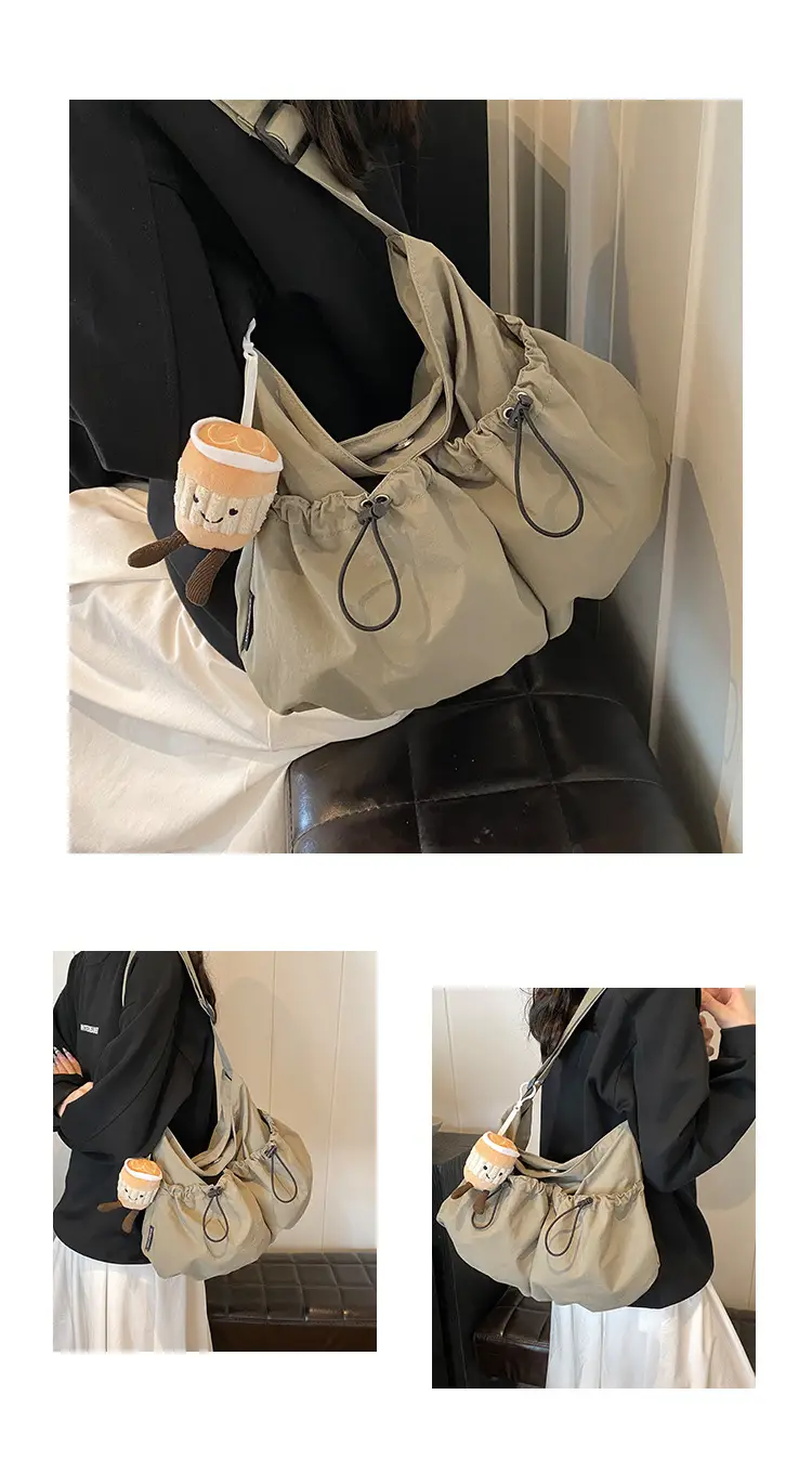Women's Large Canvas Shoulder Bag Grey 2024 — feature 10