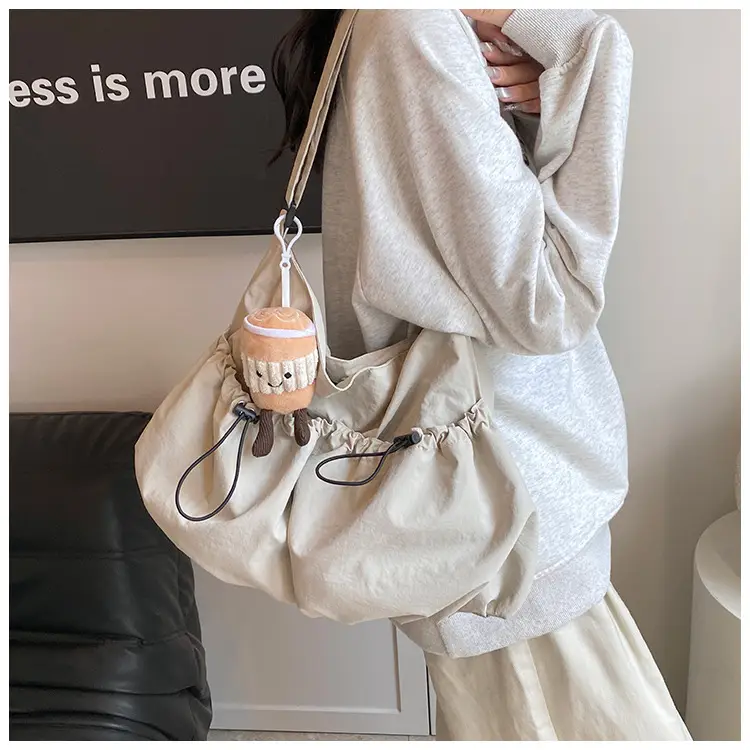 Women's Large Canvas Shoulder Bag Grey 2024 — feature 16