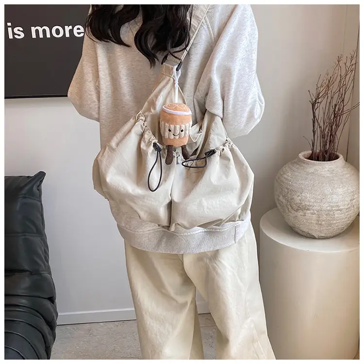 Women's Large Canvas Shoulder Bag Grey 2024 — feature 17