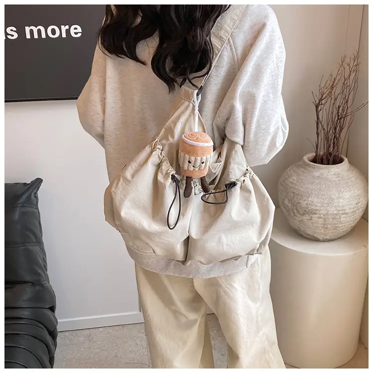 Women's Large Canvas Shoulder Bag Grey 2024 — feature 18